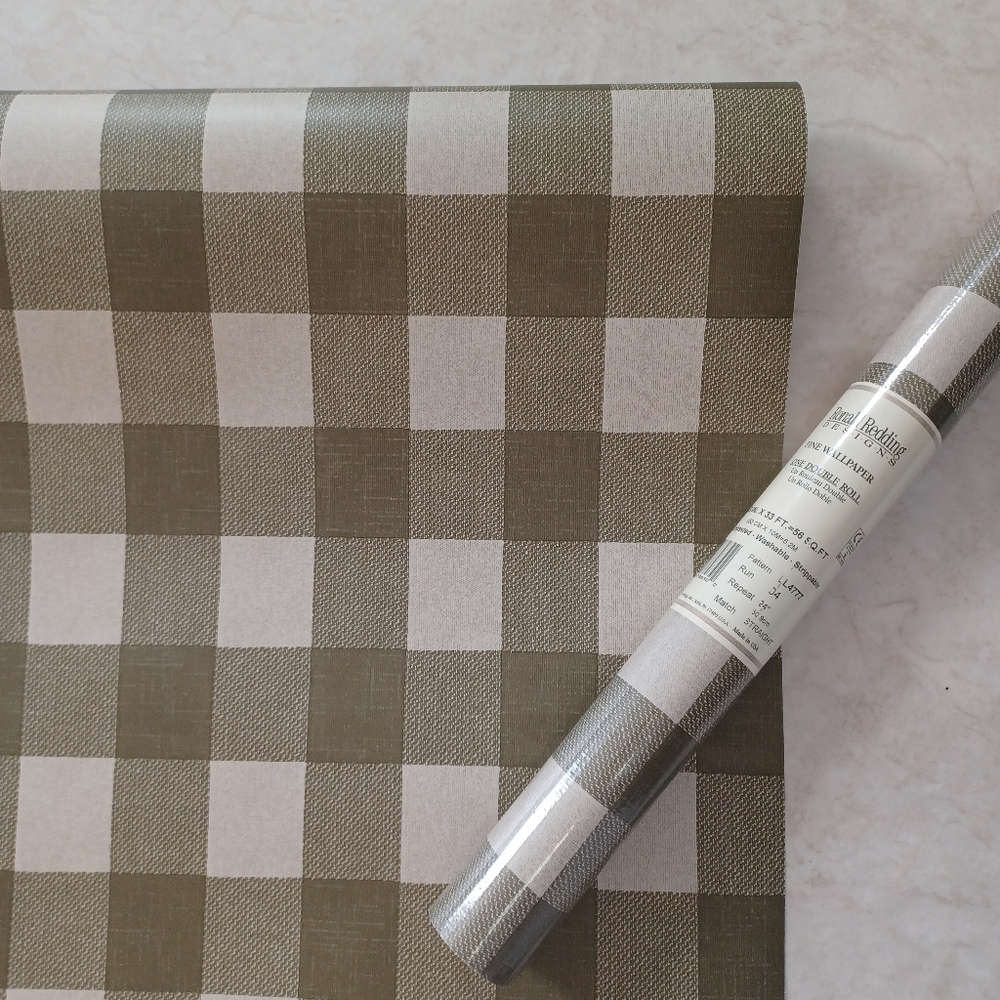 Wallpaper Olive Green Gingham Buffalo Plaid